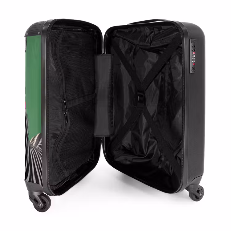 Koffer - Tier – Brille – Glocke – Modern – Grün - Dier - Bril - Bel - Modern - Groen NBS - Handbagage koffer - Volwassenen Unisex middel
