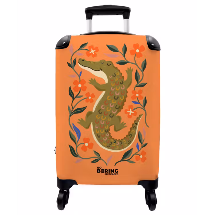 Koffer - Tiere – Blumen – Orange – Illustration – Natur - Dieren - Bloemen - Oranje - Illustratie - Natuur NBS - Handbagage koffer - Vrouwen middel