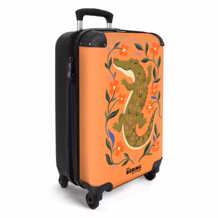 Koffer - Tiere – Blumen – Orange – Illustration – Natur - Dieren - Bloemen - Oranje - Illustratie - Natuur NBS - Handbagage koffer - Vrouwen middel