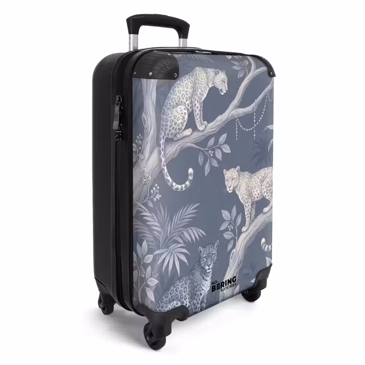 Koffer - Tiere – Dschungel – Illustration – Bäume – Blau - Dieren - Jungle - Illustratie - Bomen - Blauw NBS - Handbagage koffer - Volwassenen Unisex middel