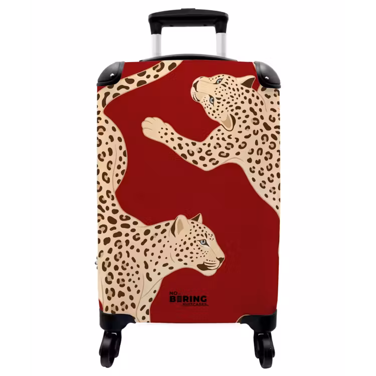 Koffer - Tiere – Leopard – Abstrakt – Rot – Modern - Dieren - Luipaard - Abstract - Rood - Modern NBS - Handbagage koffer - Vrouwen middel