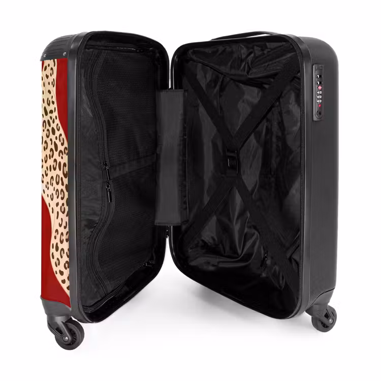 Koffer - Tiere – Leopard – Abstrakt – Rot – Modern - Dieren - Luipaard - Abstract - Rood - Modern NBS - Handbagage koffer - Vrouwen middel