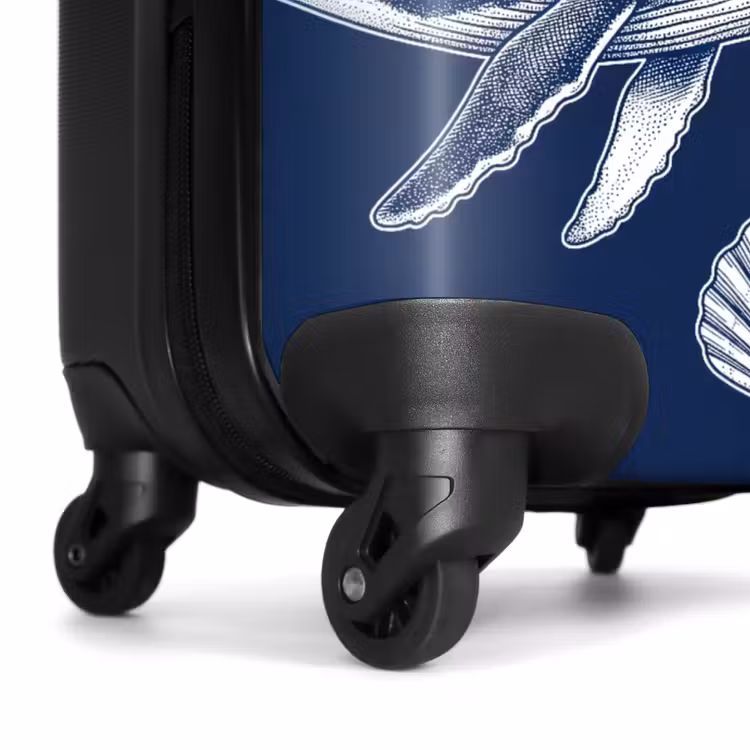 Koffer - Tiere – Meeresleben – Ozean – Gravur – Blau - Dieren - Zeeleven - Oceaan - Graveren - Blauw NBS - Handbagage koffer - Volwassenen Unisex middel
