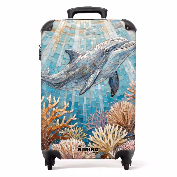 Koffer - Tiere – Mosaik – Ozean – Koralle – Blau - Dieren - Mozaïek - Oceaan - Koraal - Blauw NBS - Handbagage koffer - Volwassenen Unisex middel