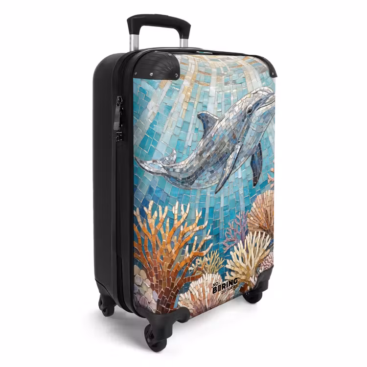Koffer - Tiere – Mosaik – Ozean – Koralle – Blau - Dieren - Mozaïek - Oceaan - Koraal - Blauw NBS - Handbagage koffer - Volwassenen Unisex middel