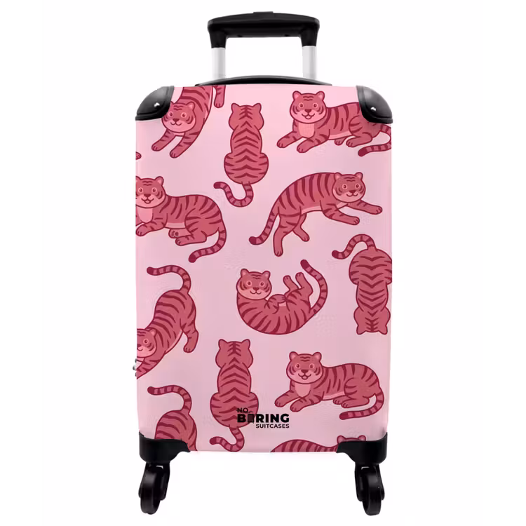 Koffer - Tiere – Muster – Rosa – Verspielt – Cartoon - Dieren - Patroon - Roze - Speels - Cartoon NBS - Handbagage koffer - Vrouwen middel