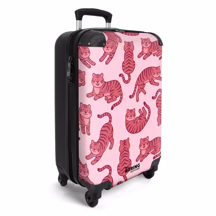 Koffer - Tiere – Muster – Rosa – Verspielt – Cartoon - Dieren - Patroon - Roze - Speels - Cartoon NBS - Handbagage koffer - Vrouwen middel
