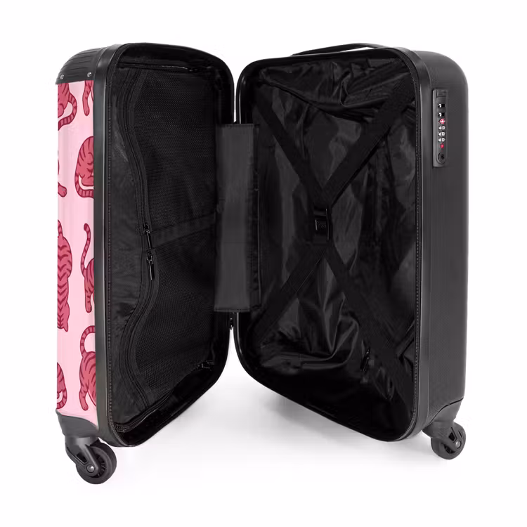 Koffer - Tiere – Muster – Rosa – Verspielt – Cartoon - Dieren - Patroon - Roze - Speels - Cartoon NBS - Handbagage koffer - Vrouwen middel