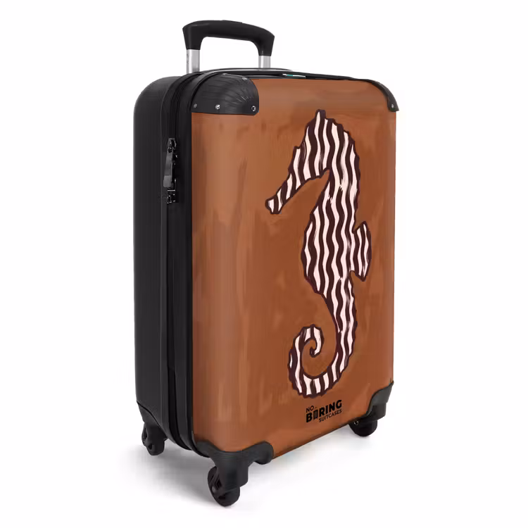 Koffer - Tiere – Seepferdchen – Abstrakt – Braun – Streifen - Dieren - Zeepaardje - Abstract - Bruin - Strepen NBS - Handbagage koffer - Vrouwen middel