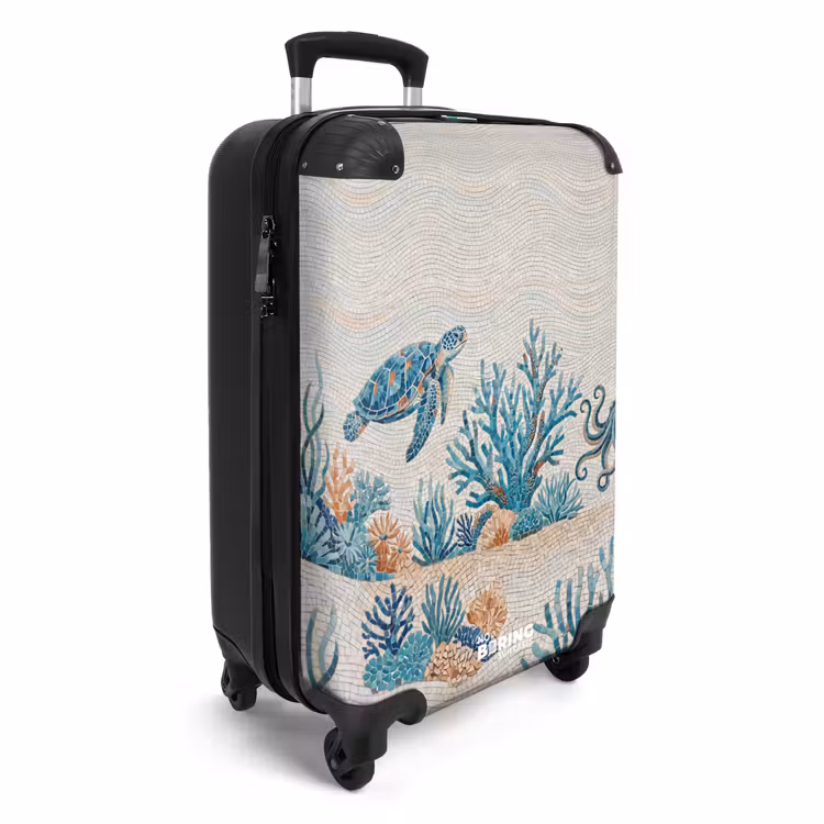 Koffer - Tiere – Unterwasser – Natur – Mosaik – Blau - Dieren - Onderwater - Natuur - Mozaïek - Blauw NBS - Handbagage koffer - Volwassenen Unisex middel
