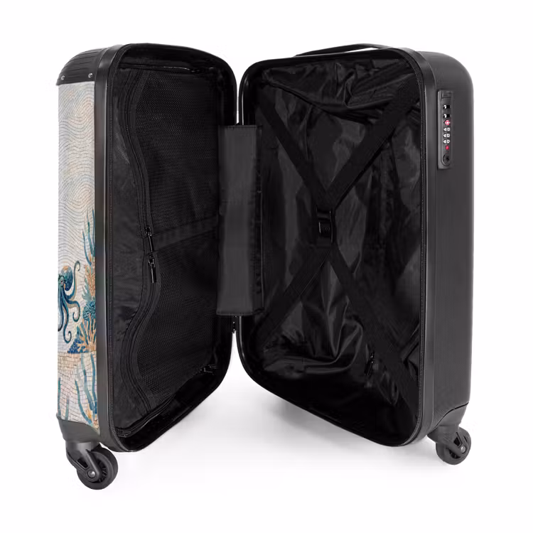 Koffer - Tiere – Unterwasser – Natur – Mosaik – Blau - Dieren - Onderwater - Natuur - Mozaïek - Blauw NBS - Handbagage koffer - Volwassenen Unisex middel