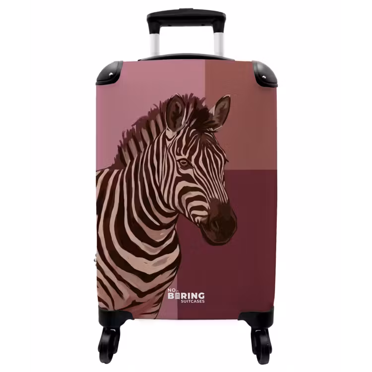 Koffer - Tiere – Zebrakopf – Tierwelt – Modern – Braun - Dieren - Zebrahoofd - Wildlife - Modern - Bruin NBS - Handbagage koffer - Vrouwen middel