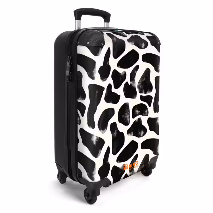 Dierenpatroon - Vlekken - Zwart - Wit NBS - Handbagage koffer - Volwassenen Unisex middel -productfoto_3d