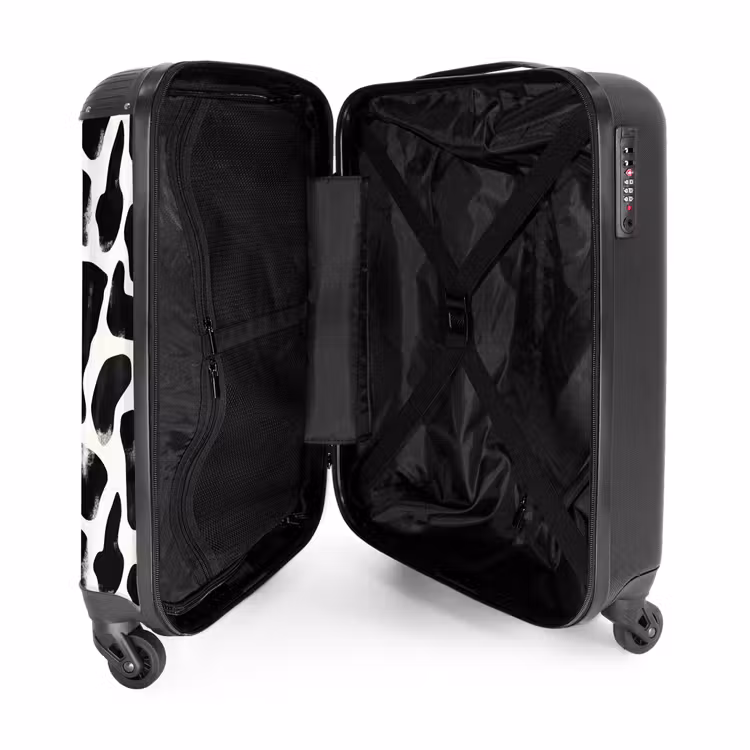 Dierenpatroon - Vlekken - Zwart - Wit NBS - Handbagage koffer - Volwassenen Unisex middel -binnenkant
