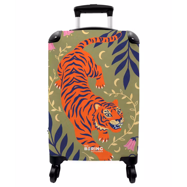 Koffer - Tiger – Blätter – Tiere – Illustration – Orange - Tijger - Bladeren - Dieren - Illustratie - Oranje NBS - Handbagage koffer - Vrouwen middel
