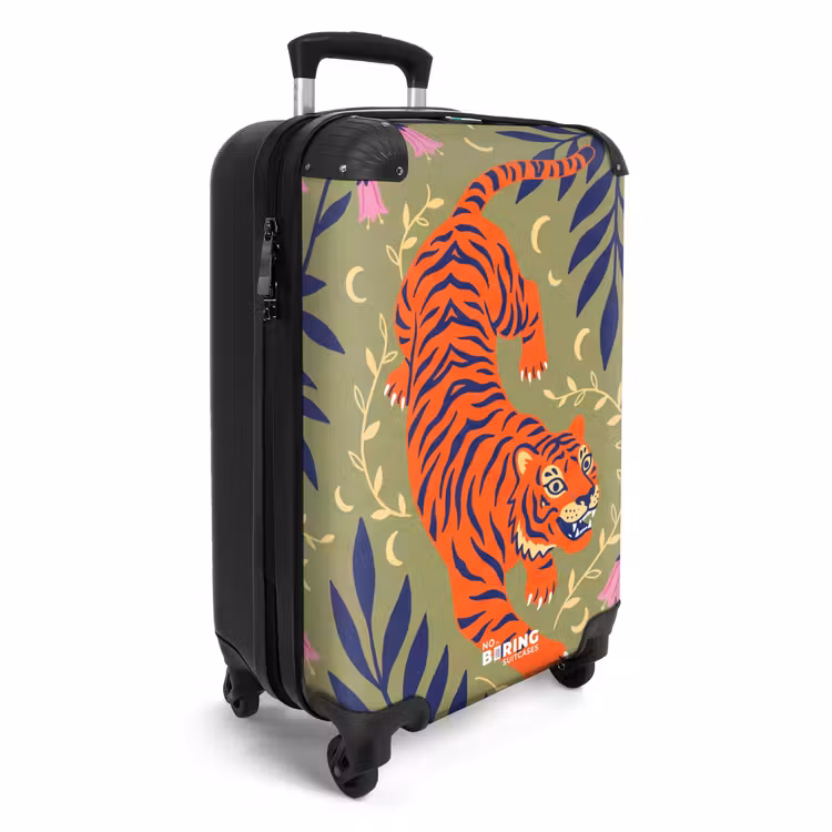 Koffer - Tiger – Blätter – Tiere – Illustration – Orange - Tijger - Bladeren - Dieren - Illustratie - Oranje NBS - Handbagage koffer - Vrouwen middel