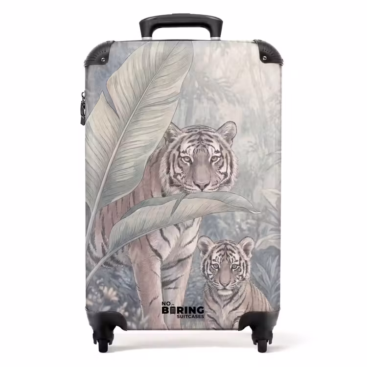 Koffer - Tiger – Jungtier – Dschungel – Illustration – Tiere - Tijger - Welp - Jungle - Illustratie - Dieren NBS - Handbagage koffer - Volwassenen Unisex middel