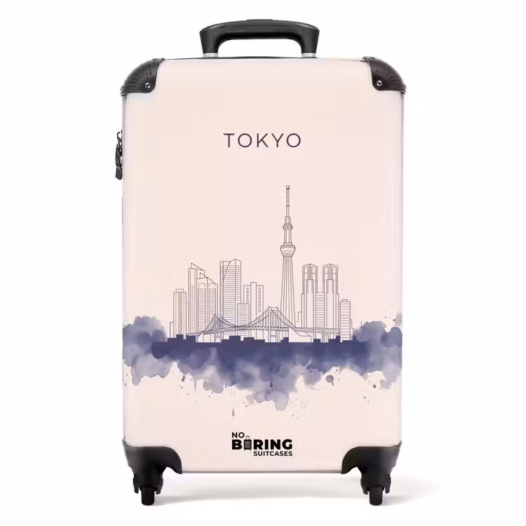 Koffer - Tokio – Skyline – Stadt – Abstrakt – Blau - Tokyo - Skyline - Stad - Abstract - Blauw NBS - Handbagage koffer - Volwassenen Unisex middel