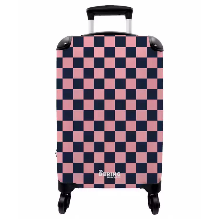 Koffer - Traditionell – Muster – Blau – Rosa - Traditioneel - Patroon - Blauw - Roze NBS - Handbagage koffer - Vrouwen middel