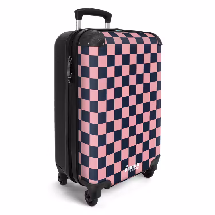 Koffer - Traditionell – Muster – Blau – Rosa - Traditioneel - Patroon - Blauw - Roze NBS - Handbagage koffer - Vrouwen middel