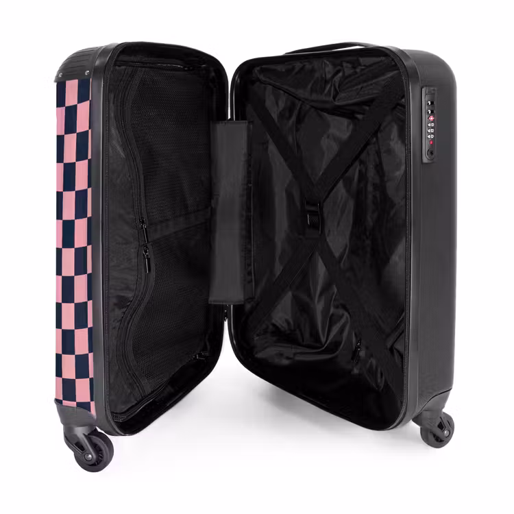 Koffer - Traditionell – Muster – Blau – Rosa - Traditioneel - Patroon - Blauw - Roze NBS - Handbagage koffer - Vrouwen middel