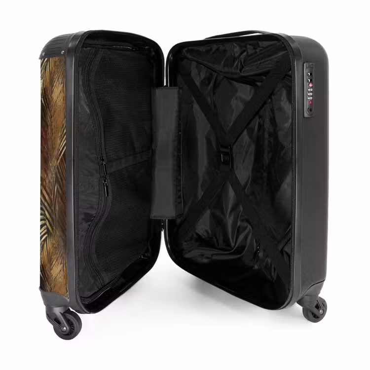 Tropisch - Bladeren - Goud NBS - Handbagage koffer - Volwassenen Unisex middel -binnenkant