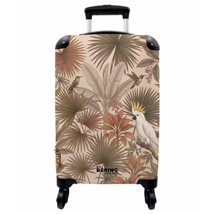 Koffer - Tropisch – Vögel – Beige - Tropisch - Vogels - Beige NBS - Handbagage koffer - Vrouwen middel