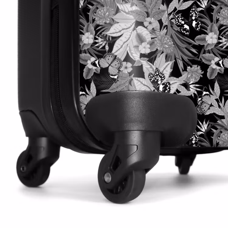 Tropisch vlinder patroon zwart wit NBS - Handbagage koffer - Kinderen Unisex middel -wiel