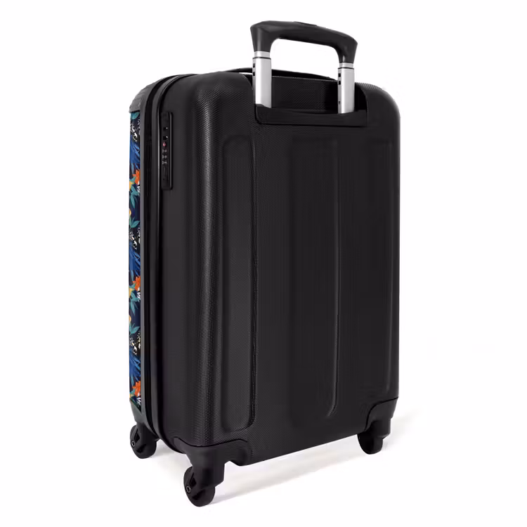 Tropisch vlinder patroon donker blauw NBS - Handbagage koffer - Kinderen Unisex middel -achterkant