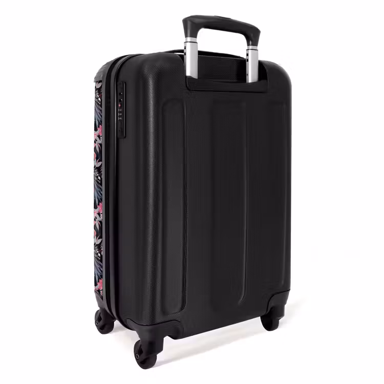 Tropisch vlinder patroon roze blauw NBS - Handbagage koffer - Kinderen Unisex middel -achterkant