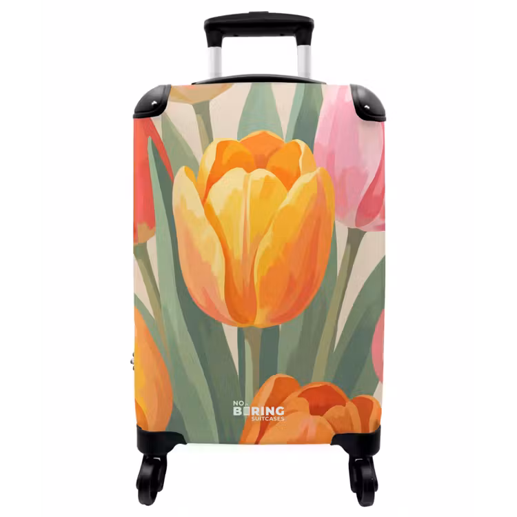 Koffer - Tulpen – Abstrakt – Farbenfroh - Tulpen - Abstract - Kleurrijk NBS - Handbagage koffer - Vrouwen middel