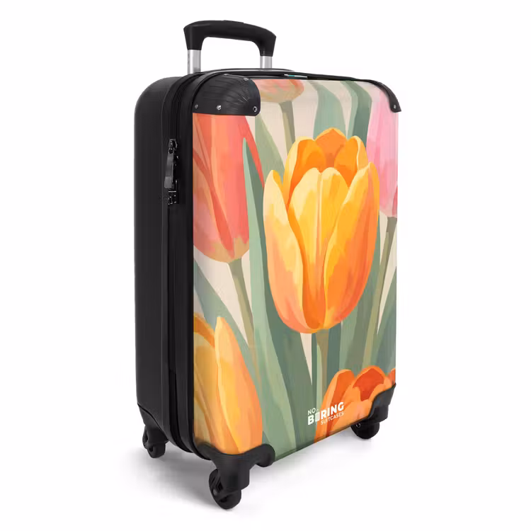 Koffer - Tulpen – Abstrakt – Farbenfroh - Tulpen - Abstract - Kleurrijk NBS - Handbagage koffer - Vrouwen middel