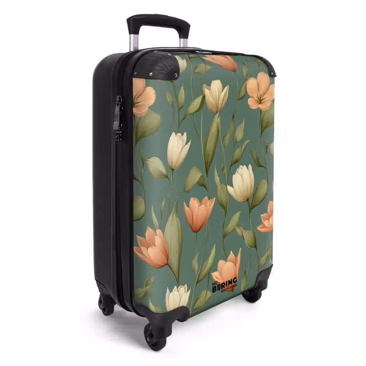 Koffer - Tulpen - Botanisch - Grün - Tulpen - Botanisch - Groen NBS - Handbagage koffer - Vrouwen middel