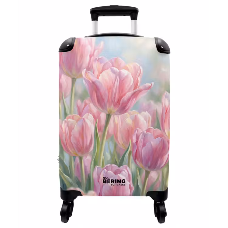 Koffer - Tulpen – Feld – Frühling – Rosa - Tulpen - Veld - Lente - Roze NBS - Handbagage koffer - Vrouwen middel