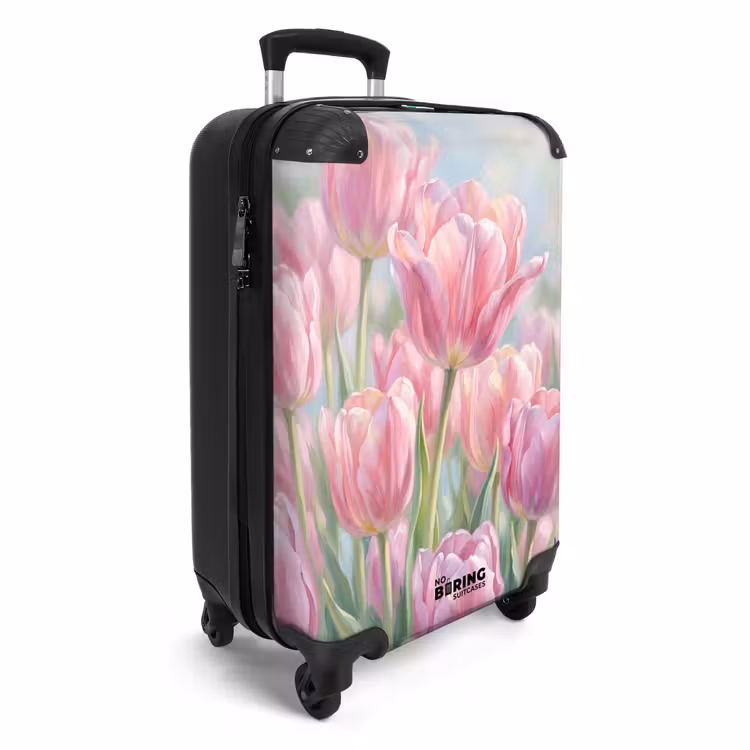 Koffer - Tulpen – Feld – Frühling – Rosa - Tulpen - Veld - Lente - Roze NBS - Handbagage koffer - Vrouwen middel