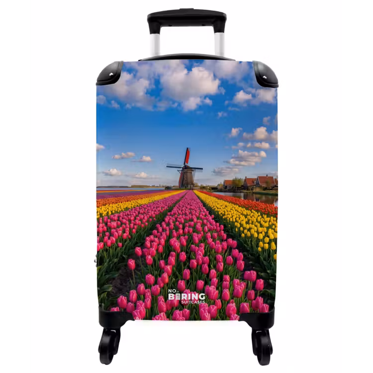 Koffer - Tulpen – Holland – Windmühle – Bunt - Tulpen - Holland - Molen - Kleurrijk NBS - Handbagage koffer - Vrouwen middel