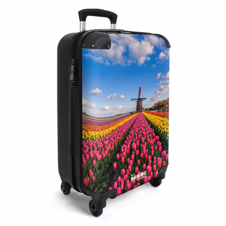 Koffer - Tulpen – Holland – Windmühle – Bunt - Tulpen - Holland - Molen - Kleurrijk NBS - Handbagage koffer - Vrouwen middel