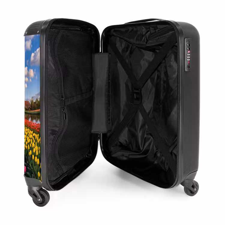 Koffer - Tulpen – Holland – Windmühle – Bunt - Tulpen - Holland - Molen - Kleurrijk NBS - Handbagage koffer - Vrouwen middel