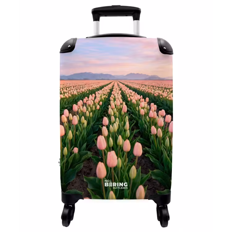 Koffer - Tulpen – Landschaft – Rosa - Tulpen - Landschap - Roze NBS - Handbagage koffer - Vrouwen middel