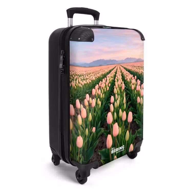 Koffer - Tulpen – Landschaft – Rosa - Tulpen - Landschap - Roze NBS - Handbagage koffer - Vrouwen middel