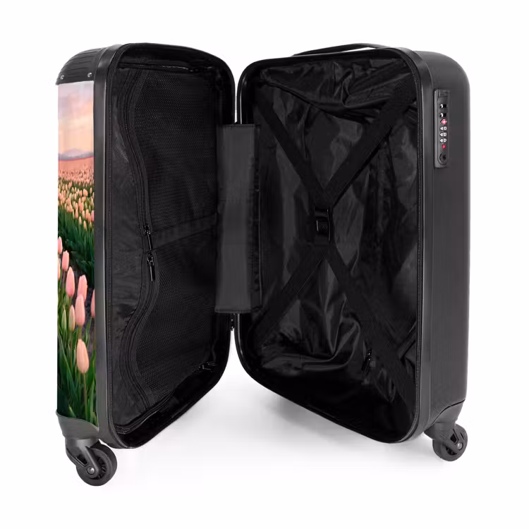 Koffer - Tulpen – Landschaft – Rosa - Tulpen - Landschap - Roze NBS - Handbagage koffer - Vrouwen middel