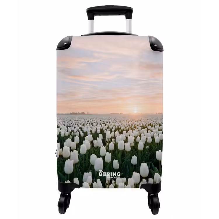 Koffer - Tulpen – Landschaft – Weiß - Tulpen - Landschap - Wit NBS - Handbagage koffer - Vrouwen middel