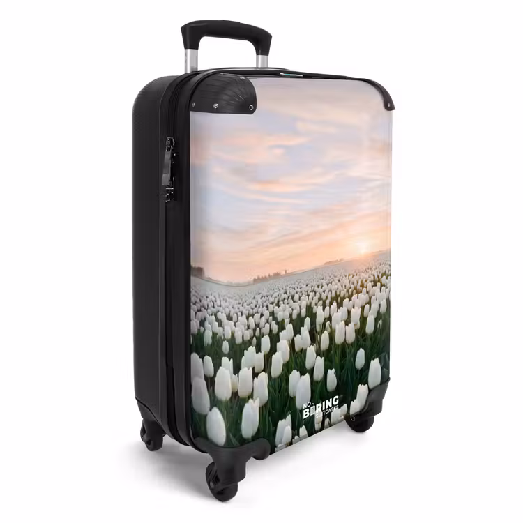 Koffer - Tulpen – Landschaft – Weiß - Tulpen - Landschap - Wit NBS - Handbagage koffer - Vrouwen middel