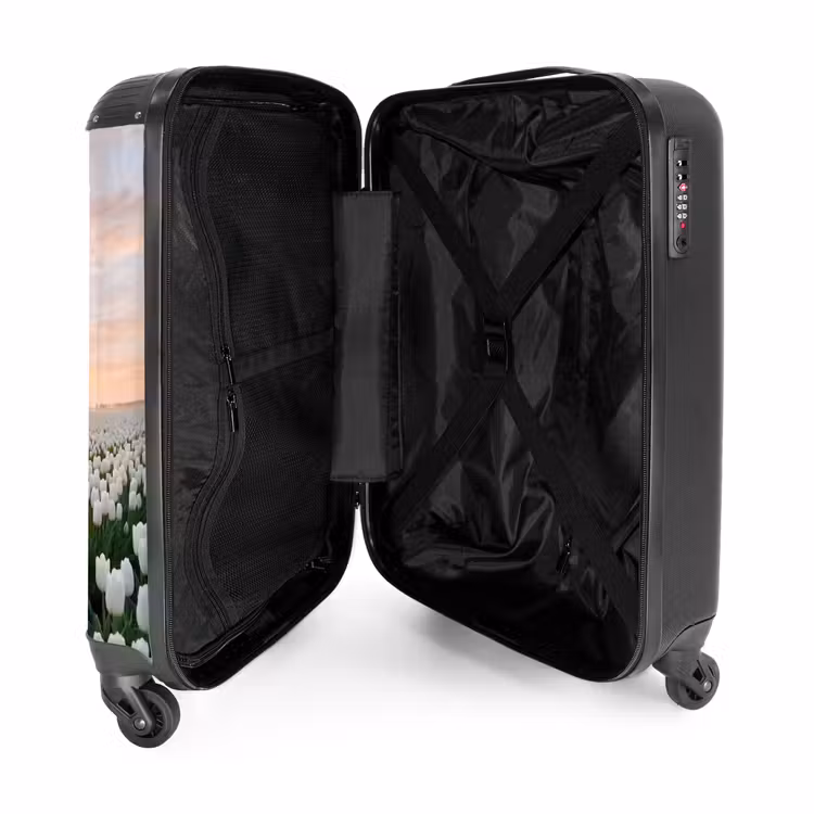 Koffer - Tulpen – Landschaft – Weiß - Tulpen - Landschap - Wit NBS - Handbagage koffer - Vrouwen middel