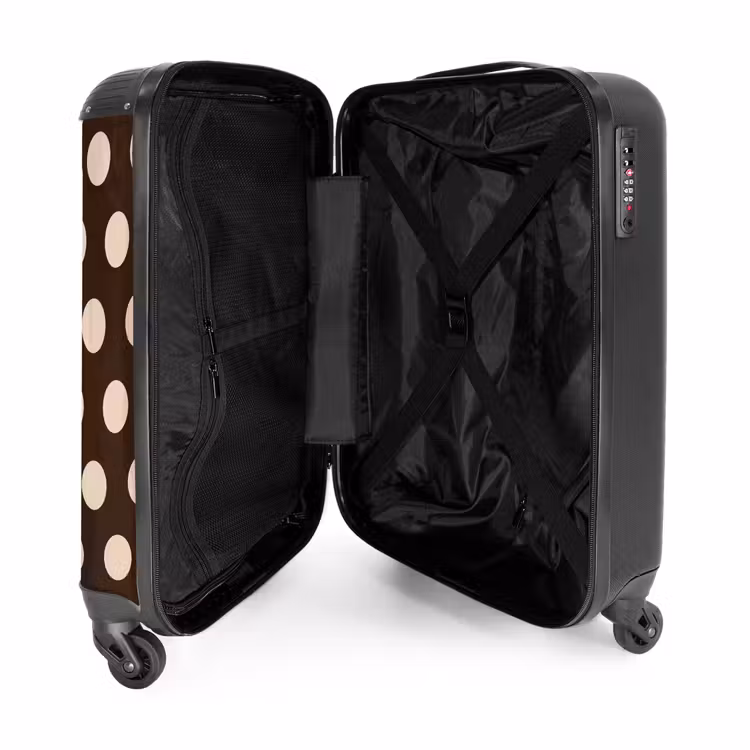 Stippen patroon in verschillende tinten bruin NBS - Handbagage koffer - Unisex middel -binnenkant