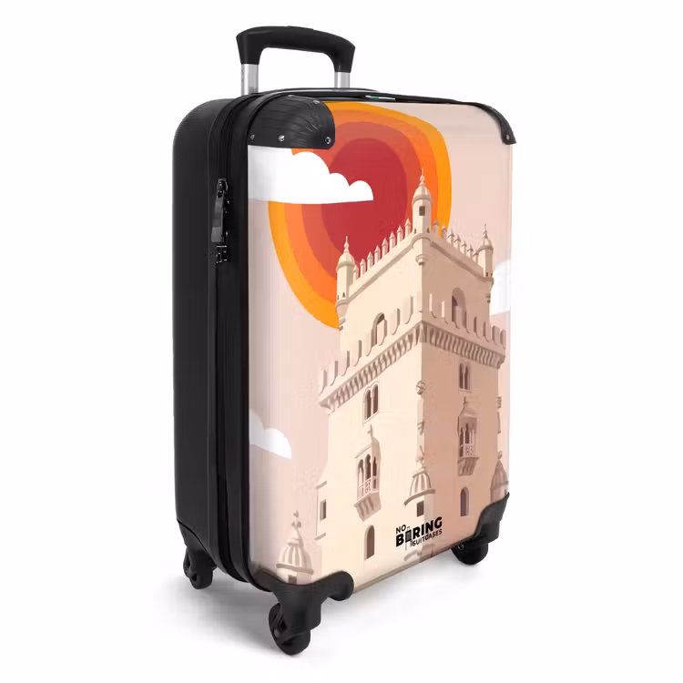 Koffer - Turm – Fluss – Architektur – Modern – Orange - Toren - Rivier - Architectuur - Modern - Oranje NBS - Handbagage koffer - Volwassenen Unisex middel