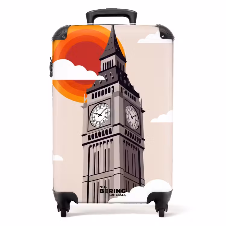 Koffer - Turm – Uhr – London – Architektur – Retro - Toren - Klok - Londen - Architectuur - Retro NBS - Handbagage koffer - Volwassenen Unisex middel