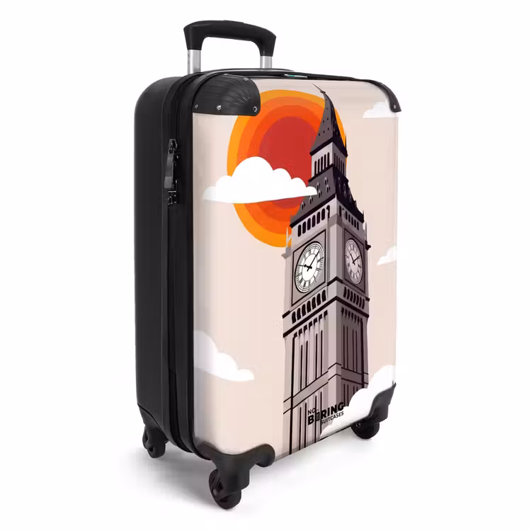 Koffer - Turm – Uhr – London – Architektur – Retro - Toren - Klok - Londen - Architectuur - Retro NBS - Handbagage koffer - Volwassenen Unisex middel