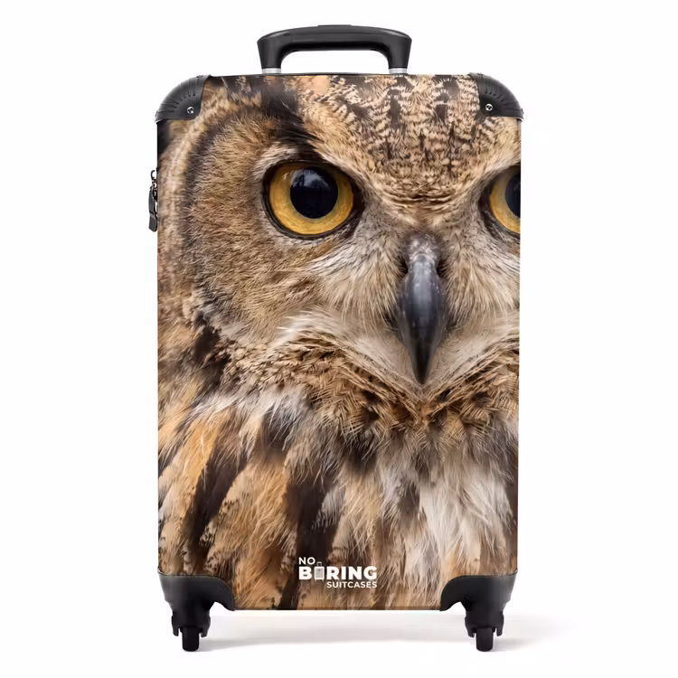 Koffer - Uhu – Eule – Porträt – Braun - Oehoe - Uil - Portret - Bruin NBS - Handbagage koffer - Volwassenen Unisex middel