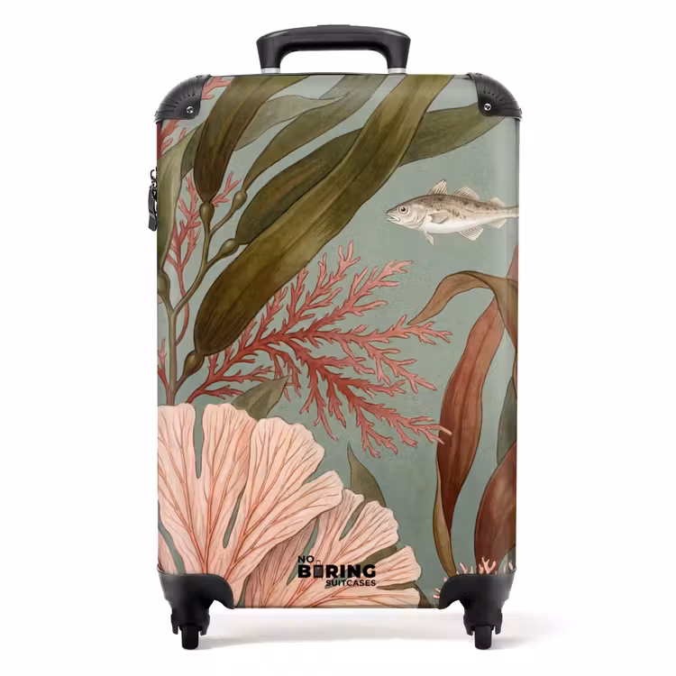 Koffer - Unterwasser – Pflanzen – Fische – Vintage – Grün - Onderwater - Planten - Vis - Vintage - Groen NBS - Handbagage koffer - Volwassenen Unisex middel